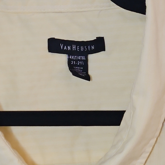 Van Heusen Short Sleeve Shirt Mens 4XL Tall 21-21.5 Neck Natural Stretch Yellow - Picture 3 of 5